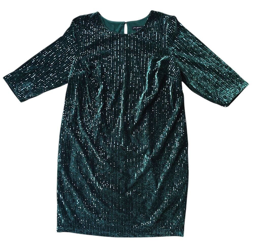NWT Lane Bryant Velvet Green Sequin Holiday Party Dress Size 20